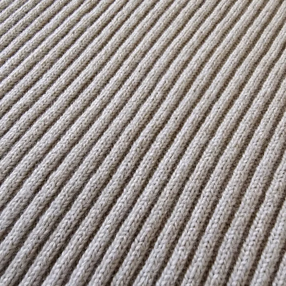 CashSoft Rib Johnny-Collar Midi Dress Size M Color Beige - Picture 2 of 5